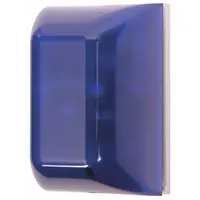Wall-mount siren alarm with LED strobe light, operating at 9V DC. Features one Form C dry relay contact output and terminal strip connection. Overall width 3 1/4 inches. Suitable for local alerting in industrial safety systems