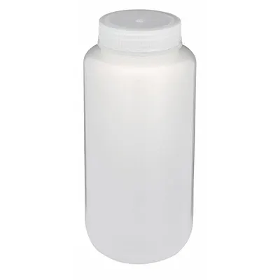 GLOBE SCIENTIFIC Sampling Bottle: Polypropylene, 1 L, 33.81 fl oz, Closure Included - Polypropylene Wide Mouth Round Lab Bottles