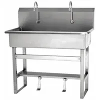 SANI-LAV Wash Station: 45 in Overall Ht, 37 in Bowl Lg, 8 in Bowl Dp, 2 gpm Flow Rate, 16 ga (MPN 54F1)