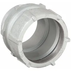 Threaded male connector for joining heavy-wall RMC and medium-wall IMC metal conduit to boxes or enclosures. Zinc-plated finish, 4 in trade size, 4-1/2 in overall length, 4"-8 NPS thread. CSA Certified. Suitable for industrial and commercial electrical installations.