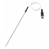 Glass-coated temperature probe for use with VELP SCIENTIFIC Digital Pro magnetic stirrers and hot plates, compatible with model AM4. Enables accurate temperature monitoring and control in laboratory heating and stirring applications