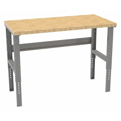 TENNSCO Workbench: Adj Ht, Butcher Block, 60 in x 30 in, 3,800 lb Overall Load Capacity - Open-Base Workstations