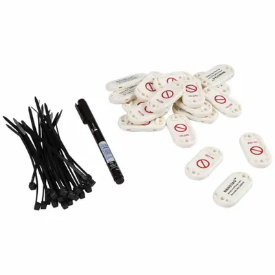 BRADY Tag: No Header, White, Oval, Plastic, Indoor/Outdoor, English - Safety