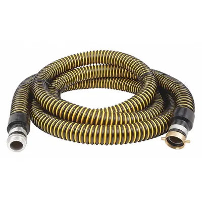 OEM Water Suction Hose: 3 in Hose Inside Dia., 12 psi, Black/Yellow - Polyethylene Water Suction & Discharge Hose Assemblies with Polyethylene Double Helix Reinforcement