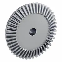 Straight bevel gear with gear ratio 3, module m 2.5, 45 teeth, 15 mm bore diameter, made of stainless steel. Used for power transmission between intersecting shafts, typically at 90-degree angles, in industrial machinery and drive systems