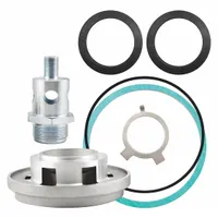 Oil filter base designed for mounting oil filters compatible with model B96. Measures 3 1/2 inches in length and 5 1/32 inches in outside diameter. Includes four furnished gaskets for sealing. Used in industrial engines and hydraulic systems to secure and seal the filter