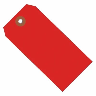 PARTNERS BRAND Shipping Tag: #5, 4 3/4 in Tag Ht, 2 3/8 in Tag Wd, Red, Plastic, Plain Tag - Plastic Shipping Tags