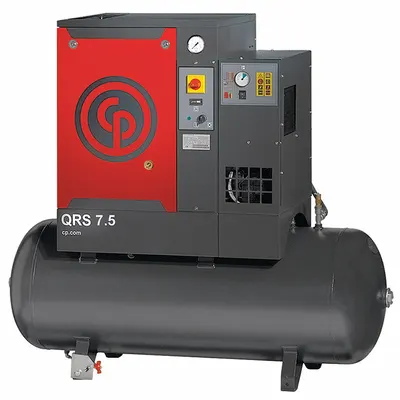 CHICAGO PNEUMATIC Rotary Screw Air Compressor w/Air Dryer: Horizontal, 7 1/2 hp, 21.2 cfm - Horizontal Rotary Screw Air Compressors