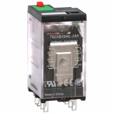 SCHNEIDER General Purpose Relay: Socket Mounted, 12 A Current Rating, 24V AC, DPDT - Socket-Mounted Relays