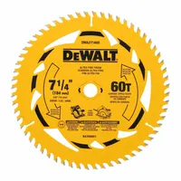 DEWALT Circular Saw Blade: 7 1/4 in Blade Dia., 60 Teeth, 0.08 in Cut Wd, 5/8 in Arbor Size, Carbide (MPN DWA271460)