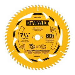 Carbide-tipped circular saw blade with 7-1/4 in diameter, 60 teeth, 0.08 in kerf, and 5/8 in arbor. Designed for cutting wood, plywood, and composite wood materials in construction, carpentry, and woodworking applications.