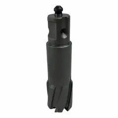 This carbide-tipped annular cutter from SLUGGER BY FEIN features a 1 1/16 in diameter and a 1 in maximum cutting depth. Designed for use in tough materials such as stainless steel and structural steel, it is suitable for industrial fabrication, construction, and maintenance applications. The bright finish and Weldon Flat shank ensure secure toolholding in compatible power tools.