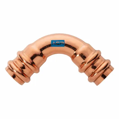 STREAMLINE Crimp Elbow Fitting: 90° Elbow, 1 3/8 in CTS x 1 3/8 in CTS size - Refrigeration Copper & Bronze Press Tube Fittings
