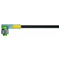 Cordset: M12 Female Right Angle X Bare Wire, 4 Pins, Black, PVC, 3 m Cable Lg, 4 A Max Current (A) (MPN 7000-12421-6140300)