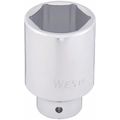 WESTWARD Socket: SAE, 3/4 in Drive Size, 1 9/16 in Socket Size, 6-Point, Deep, Chrome - 3/4" Drive Hand Sockets