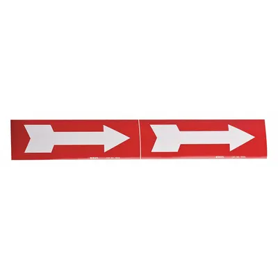 BRADY Pipe Marker: Red, White, 7 in Wd, Vinyl, 7 in Roll Wd - Pipe Marker Directional Flow Arrows