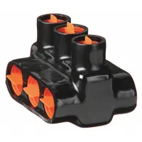 BLACKBURN Multitap Connector: 3 Port, Double-Sided Entry, 6 AWG – 500 kcmil Wire Size, Black (MPN AMTD50063)