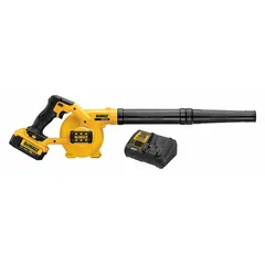 Battery-powered handheld blower with a maximum air flow of 100 cfm. Includes a 4.0 Ah battery. Suitable for clearing light debris such as leaves, grass clippings, and dust from driveways, patios, and worksites.