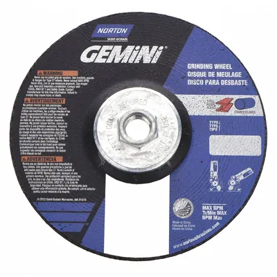 NORTON Cut-Off & Grinding Wheel: Type 27, 6" x 1/8" x 5/8"-11, Aluminum Oxide - General Purpose Combination Wheels for Pipelines