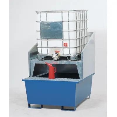 DENIOS Splash Guard: 59 in L x 55 in x x 46 in, Silver, K17-1156/K17-3156/K17-8003/K17-8018 - Splash Guards for IBC Tote Dispensing Systems