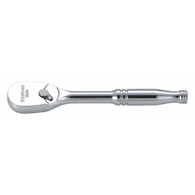 WESTWARD Hand Ratchet: Pear, Reversible, 5 in Overall Lg, Chrome - Standard-Head Ratchets