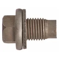 Metal oil drain plug with M14-1.50 thread size, sold in a 5-pack. Pilot-point tip aids alignment during installation to reduce cross-threading. Suitable for sealing and draining oil reservoirs in engines, hydraulic systems, and industrial machinery