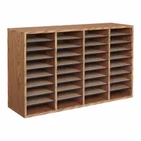 SAFCO Literature Organizer: Medium Oak, 36 Compartments, Includes Label Holders, 24 in Overall Ht (MPN 9424MO)