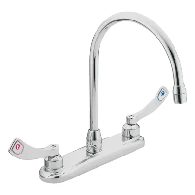 MOEN Gooseneck Kitchen/Bathroom Faucet: M-Dura, Cast Metal, Widespread, Deck - Centerset Kitchen Faucets