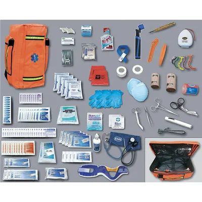 EMI Response Backpack Refill Kit: 150 Components, Plastic, Poly Bag, Clear - Backpack Trauma Kits