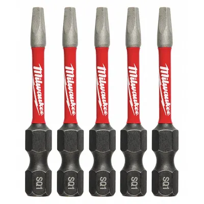 MILWAUKEE Driver Bit: Power Bit, Imperial, #1 Bit Size, S1 Bit Industry Size, Std - Impact Bits