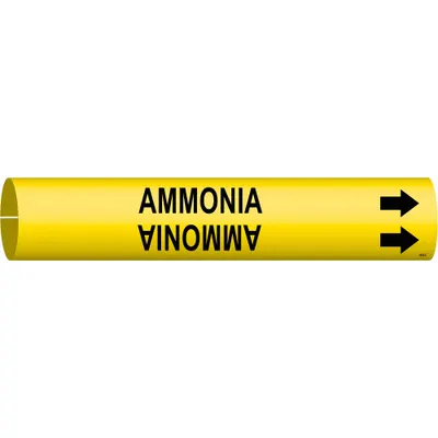 BRADY Pipe Marker: Fits 2 1/2 to 3 7/8 in Pipe O.D., 1 Pipe Markers - Ammonia Snap-On Pipe Markers