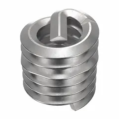 Screw-locking tangless helical insert for repairing or reinforcing internal threads in metal. Features #2-56 coarse thread, right-hand direction, plain finish, and 18-8 material with tensile strength of 200,000 to 250,000 psi. Supplied in a 100-piece pack.