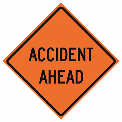 EASTERN METAL SIGNS AND SAFETY Roll Up Traffic Sign: 36 in x 36 in Nominal Sign Size, Polyester/PVC, 0.015 in - Accident Ahead Signs