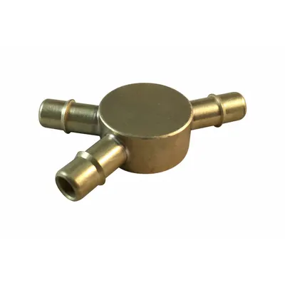 MEM-CO Barbed Wye: 1/2 in ID x 1/2 in ID x 1/2 in ID Size, Barbed x Barbed x Barbed - Nickel-Plated Brass Barbed Tube Fittings