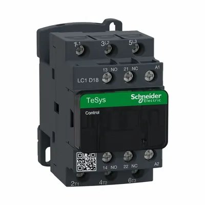 SCHNEIDER Magnetic Contactor: Non-Reversing, 3 Poles, 3NO Contacts, 18 A - Non-Reversing IEC Contactors