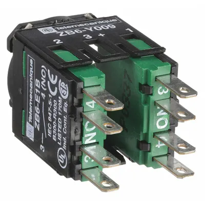 SCHNEIDER Contact Block: 16 mm Panel Mounting Size, 2NO, Momentary, ZB6 Series - Contact Blocks
