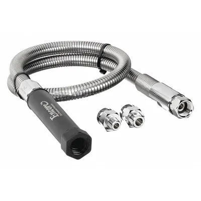 ENCORE Pre-Rinse Hose: Stainless Steel, Stainless Steel, 44 in Overall Lg - Faucet Sprayer Hoses