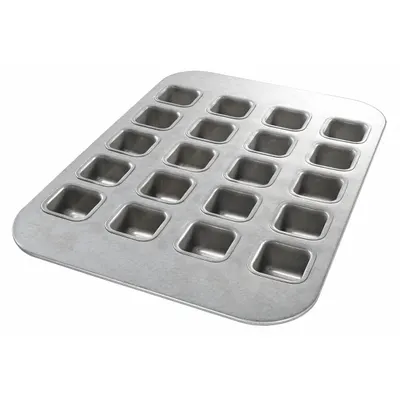CHICAGO METALLIC Brownie Bite Pan: Aluminized Steel, 20 Slots, 11 1/8 in Overall Wd - Cupcake & Muffin Pans