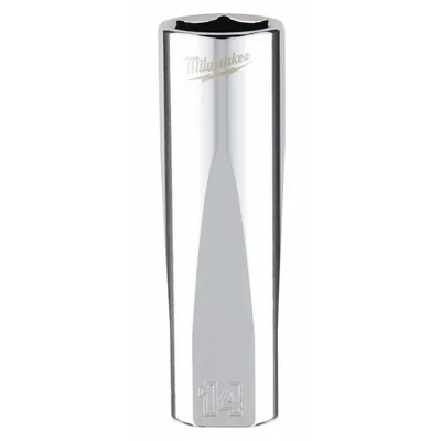 MILWAUKEE Deep Well Socket: Metric, 3/8 in Drive Size, 14 mm Socket Size, 6-Point - Anti-Roll Hand Sockets