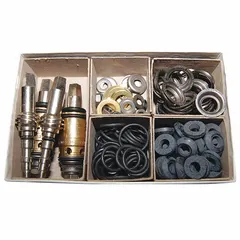 This cartridge repair kit is designed for servicing Quaturn Series compression faucets. It is suitable for use with both hot and cold water applications. The kit includes multiple components for maintenance and repair of faucets in commercial and institutional settings.