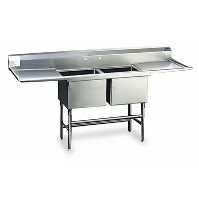 EAGLE GROUP Kitchen Sink: 2 Bowls, 44 1/2 in Overall Ht, 76 in Overall Lg - Two-Bowl Freestanding Kitchen & Bar Sinks without Faucets