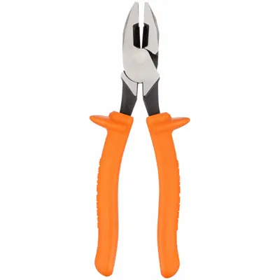 KLEIN TOOLS Linemans Plier: Insulated, Flat, 9 3/4 in Overall Lg, 1 5/8 in Jaw Lg, 1 3/8 in Jaw Wd - Multipurpose Insulated Lineman's Pliers