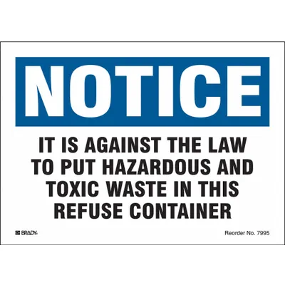 BRADY Handling Label: 7 in x 5 in, 7 in Label Wd, 5 in Label Ht, Polyester, Label - Waste