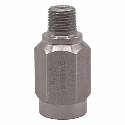 RAY Pressure Gauge Snubber: Stainless Steel, Piston, Stainless Steel NPT - Piston-Type Snubbers for Air, Water & Steam