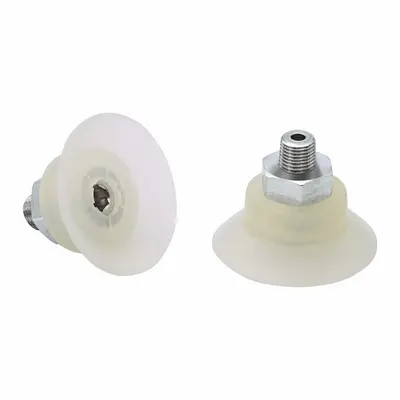 SCHMALZ Vacuum Pad Assembly: Flat, 1/8 in NPT Vacuum Port, 44 mm Pad Dia - Flat Type Food-Safe Fast-Handling Vacuum Pad Assemblies