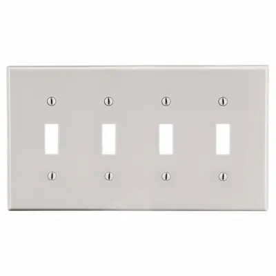 HUBBELL Wall Plate: Toggle, 4 Gang, Almond - General Purpose Wall Plates