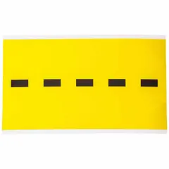 Individual die-cut character, black Gothic dash on yellow non-reflective background. For indoor use only. Not self-spacing or aligning. Commonly used for custom signage and pipe marking in industrial facilities.