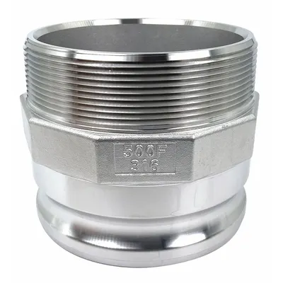 OEM Cam and Groove Adapter: 5 in Coupling Size, 5"-8 Thread Size - Type F Stainless Steel Cam & Groove Fittings