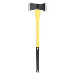 This double-edged axe features a polished steel blade with a 4 1/2-inch cutting edge and a 3.5-pound head. The multi-component handle provides a secure grip. Suitable for heavy cutting and chopping tasks in forestry, construction, and emergency response. Meets ASME B107.4 standards.