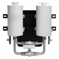 Steel fuel filter housing, 25 in long with 7 5/16 in outside diameter. Includes mounting bracket. Compatible with FS53021 fuel filters. Used in diesel engine fuel systems for filtration